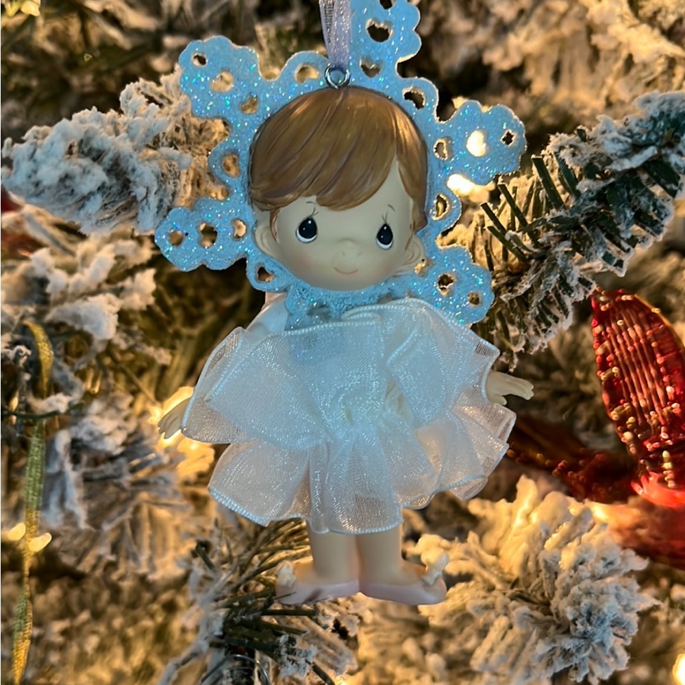 Precious Moments Ballerina Snowflake Ornament White Tutu Porcelain Bisque